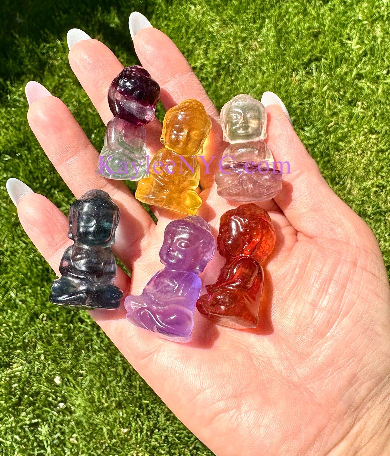 Wholesale Lot 6 PCs 4cm Natural Candy Fluorite Guanyin Crystal Healing Energy