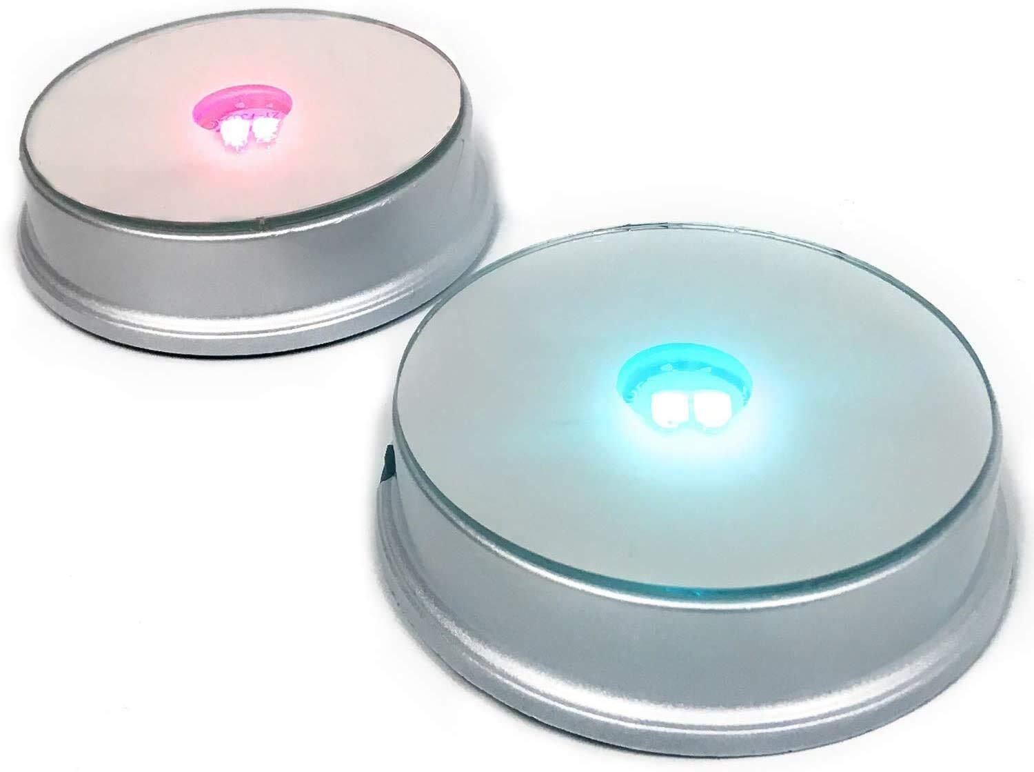 Display Base with LED Lighted Mirrored Top Changes Colors Non-Rotating