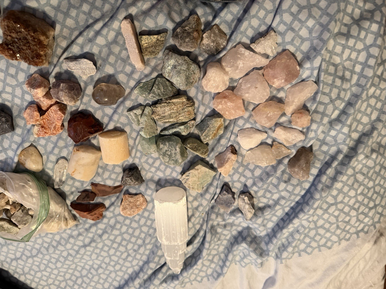 5 lbs Mixed Natural Crystals & Gemstones Lot Bag C Quartz, Jasper, Agate