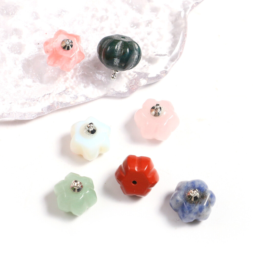 Mini Crystal Pumpkin Pendant Natural Chakra Stone Carving Necklace Reiki Jewelry