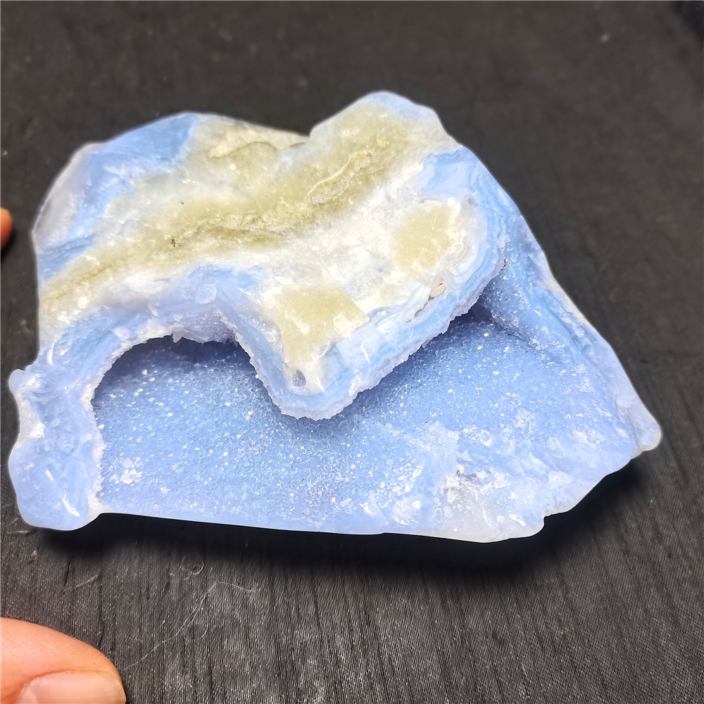RARE 393.2g Natural Argentine Blue Agate Stone Geode Healing R2136