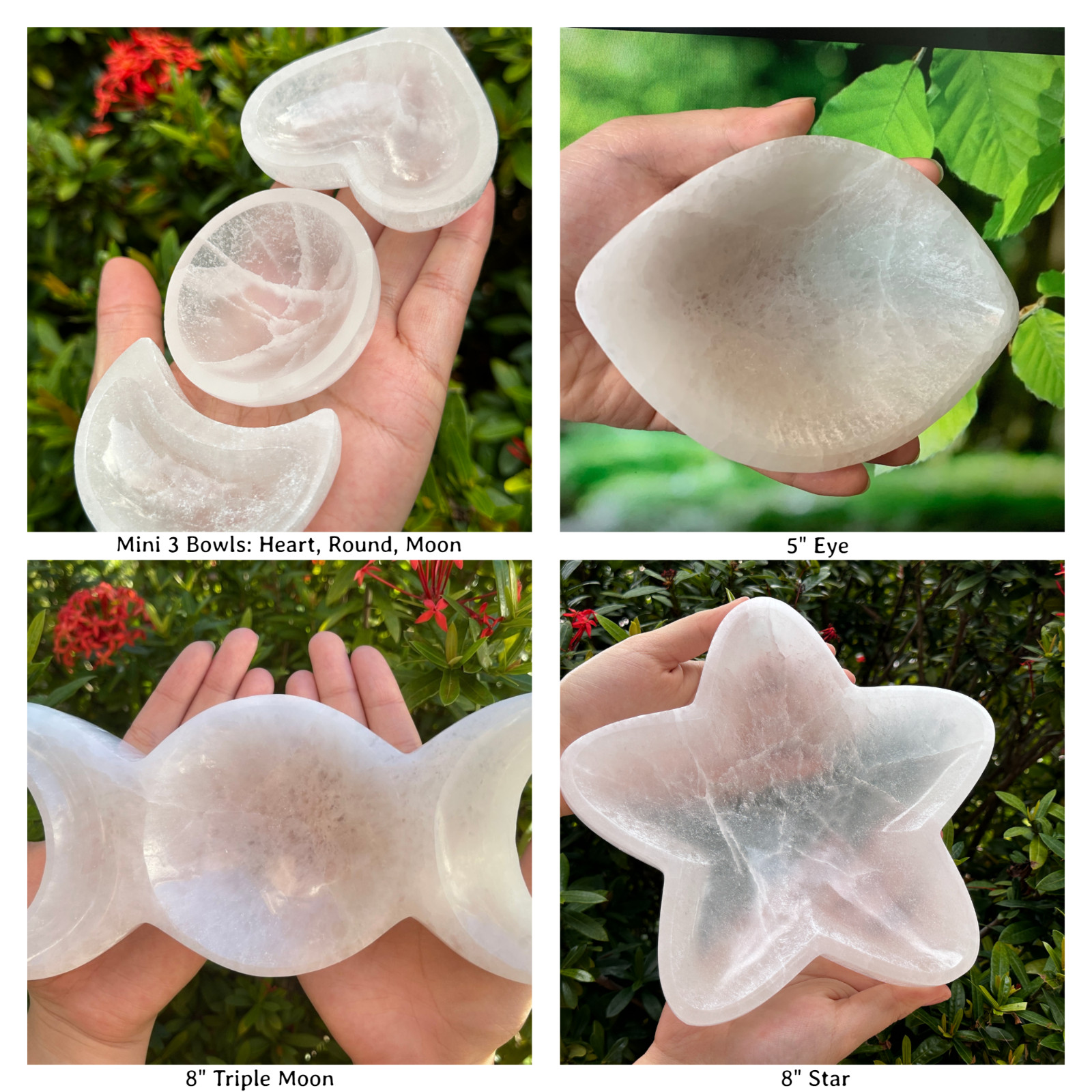 Gemstone Carved SELENITE Crystal Polished Charging Bowl, Pick Your desired Shape