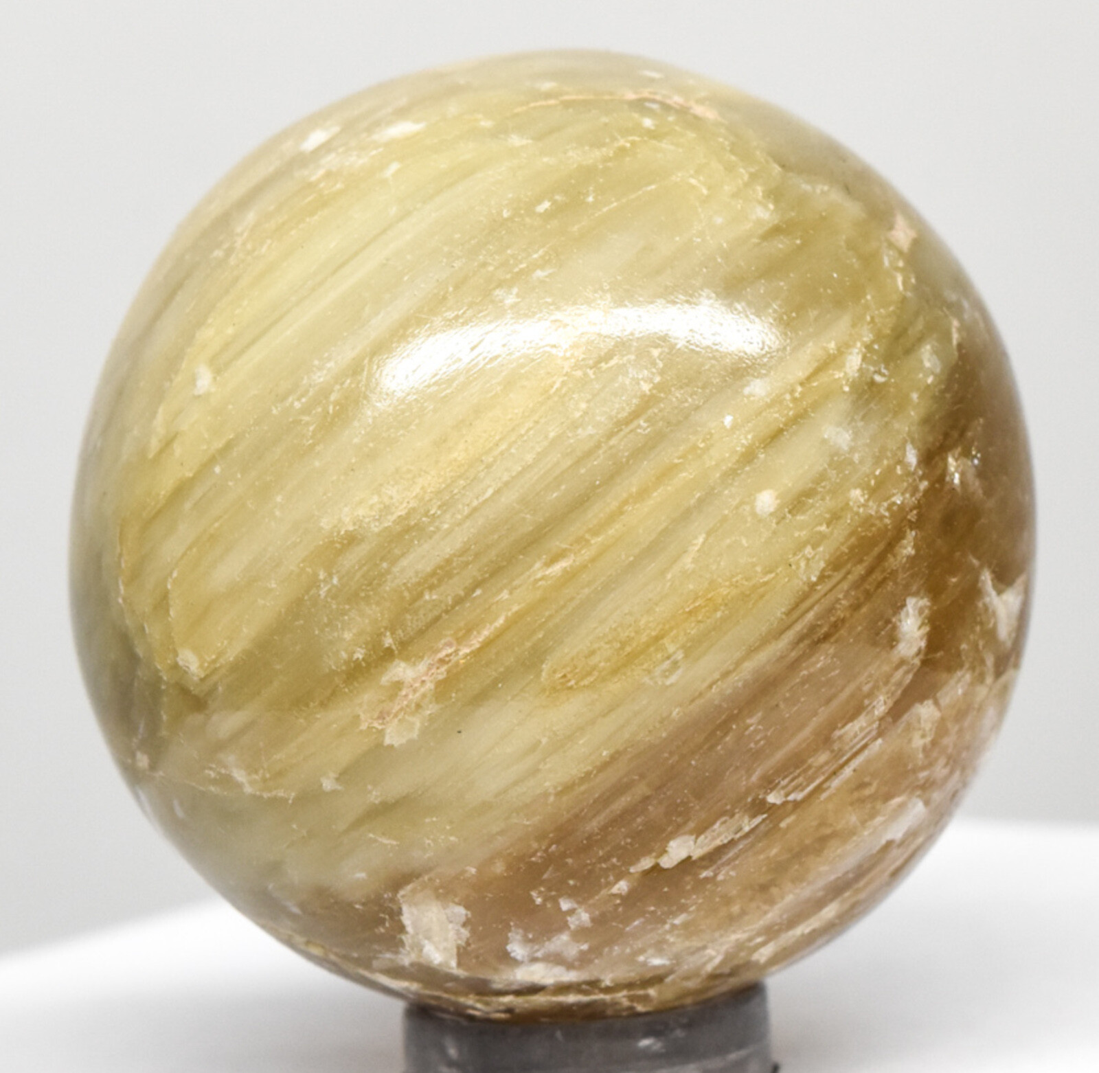 41mm Greenish Orange Stilbite Sphere Polished Gemstone Crystal Mineral – India
