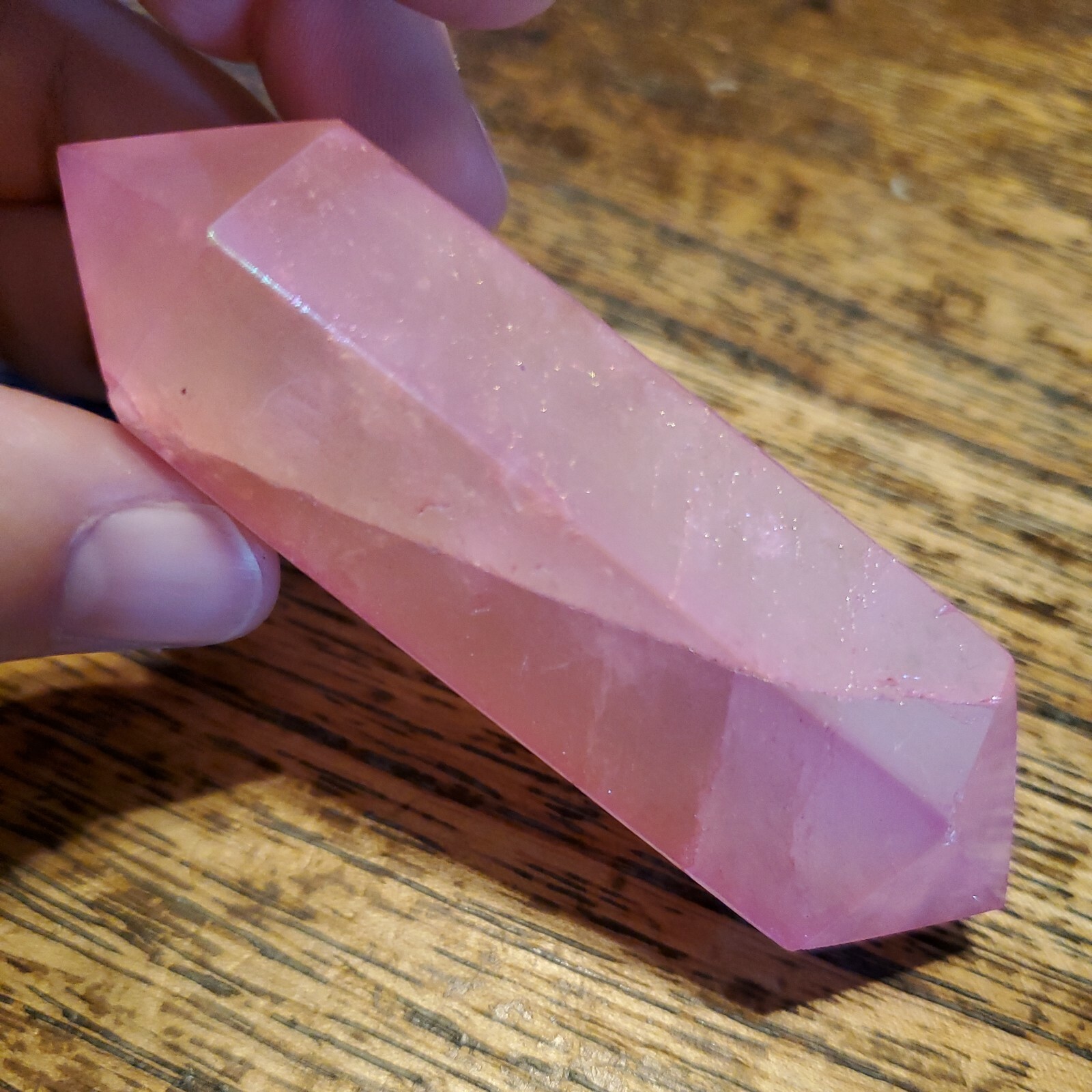 Pink Aura Quartz Crystal Double Termination 3.42in, 96g