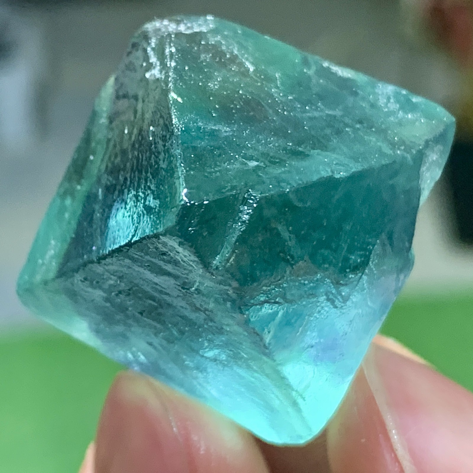23G Rare transparent blue green fluorite cubic mineral crystal sample/China