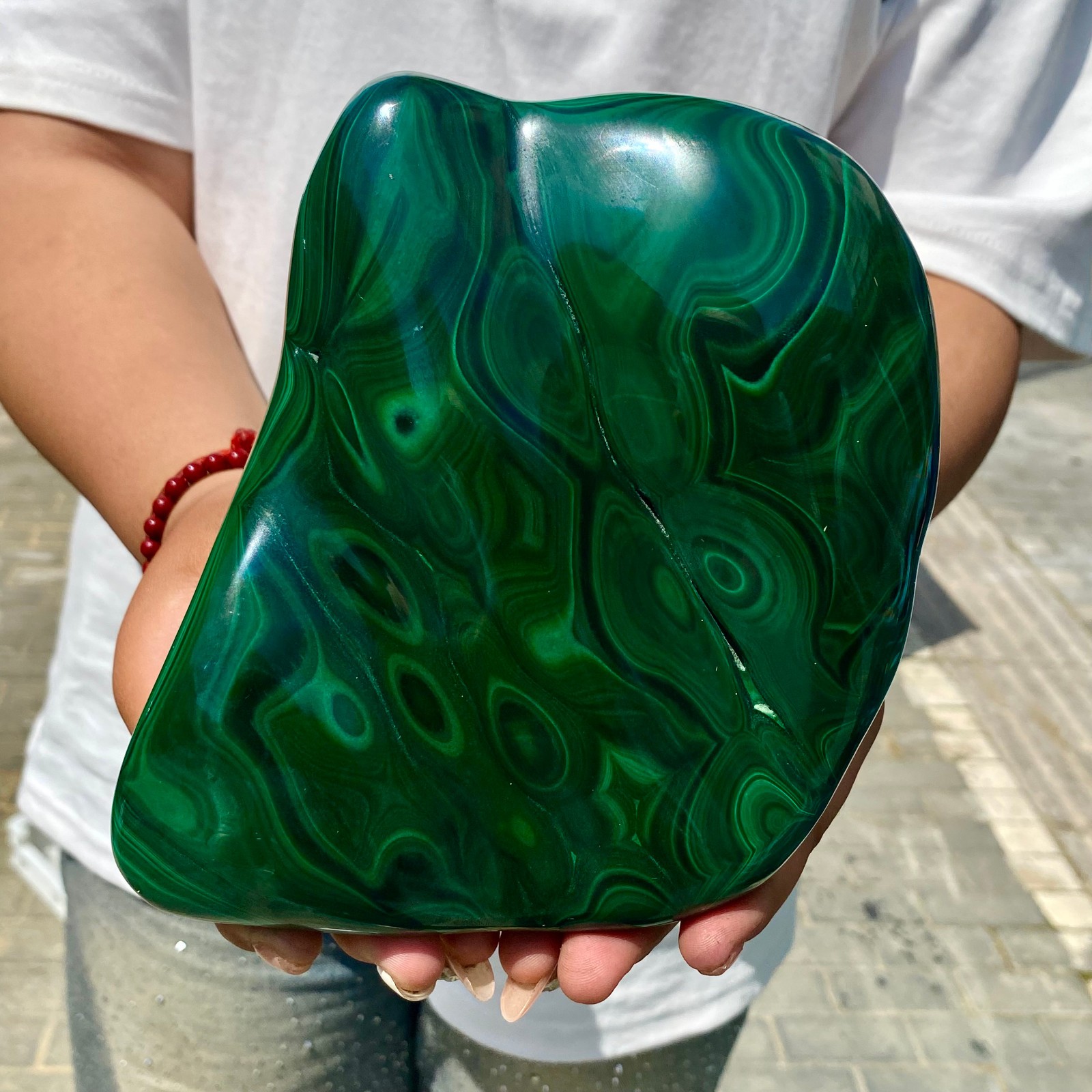5.4LB Natural glossy Malachite transparent cluster rough mineral sample
