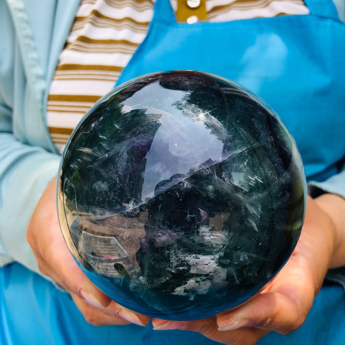 4.26LB Natural rainbow fluorite sphere quartz crystal polished ball healing