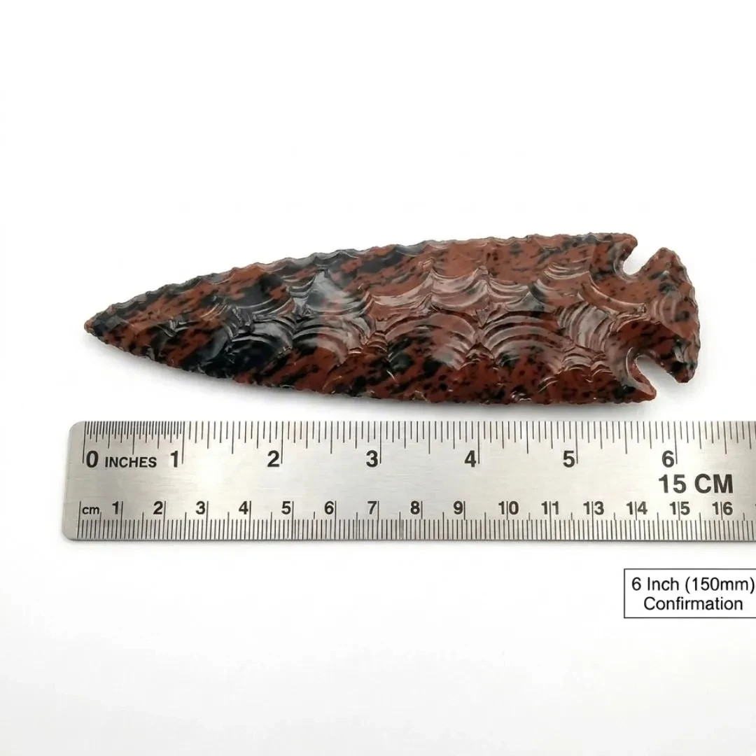 3-10″ Mahogany Obsidian Arrowhead Hand Carved Volcanic Glass Ritual Altar Decor