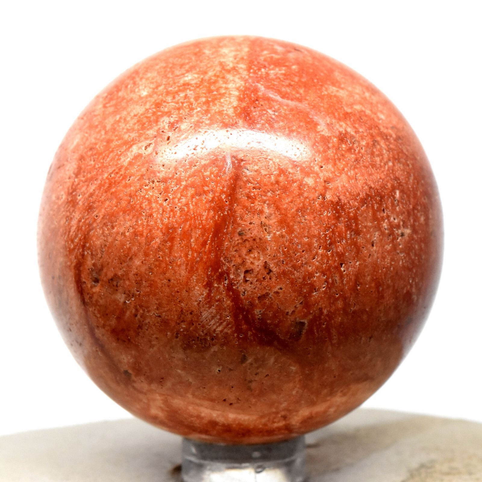 52mm Orange Jasper Sphere Natural Sparkling Mineral Polished Decor Stone – Peru