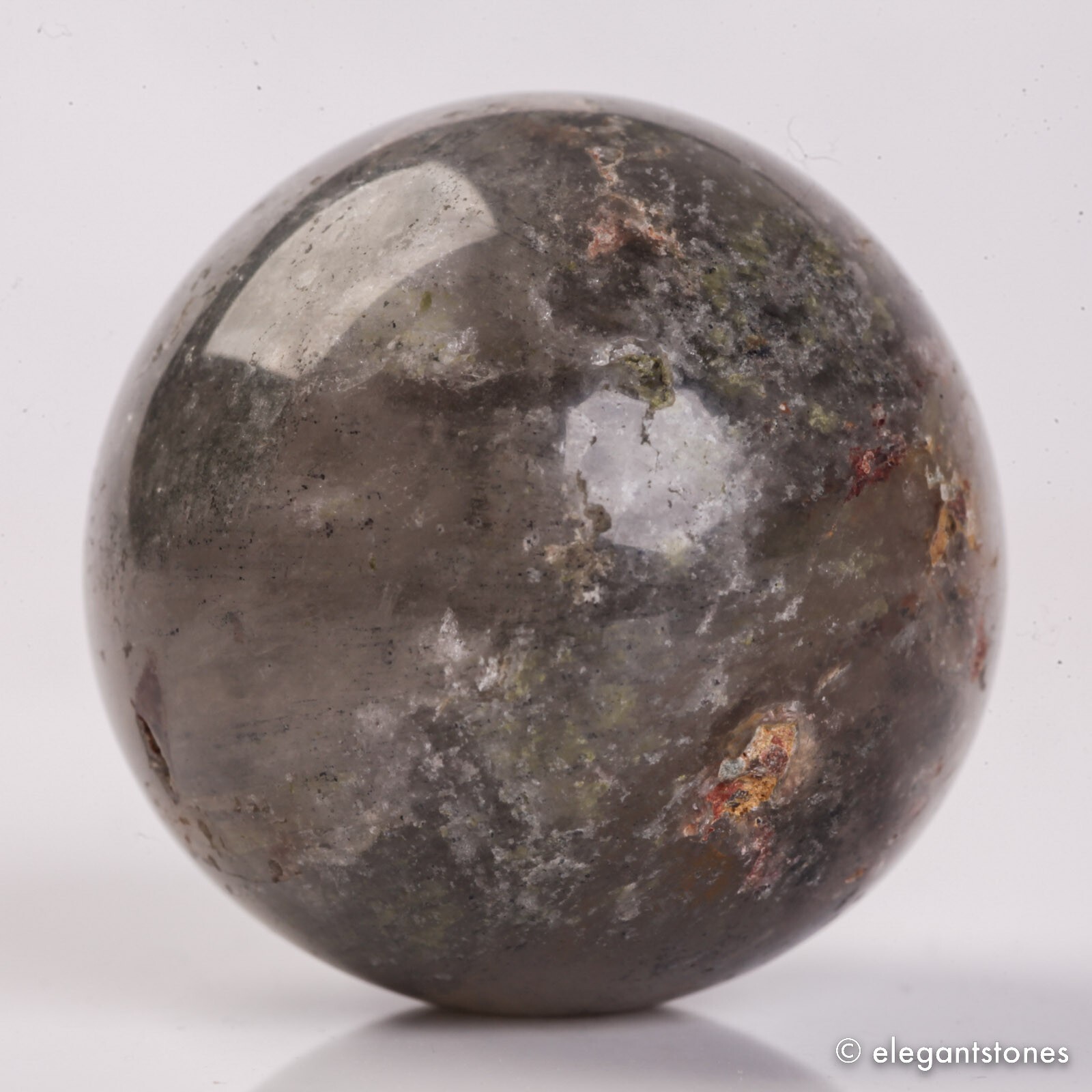 53g34mm Natural Garden/Phantom/Ghost/Lodolite Quartz Crystal Sphere Healing Ball