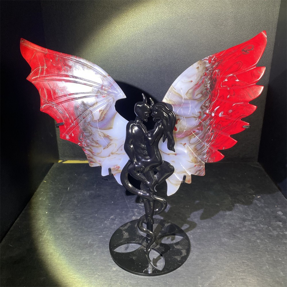 1.2LB 9.4″ Red Agate Butterfly Statue Crystal Reiki Carving Quartz Heal Decor
