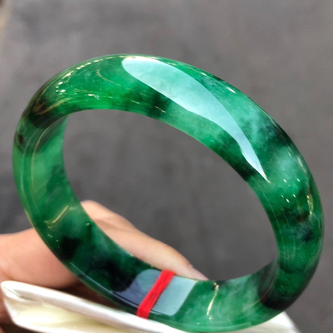 Certified Natural Grade AAA Ice Green Burmese Jade jadeite bracelet bangle 59MM