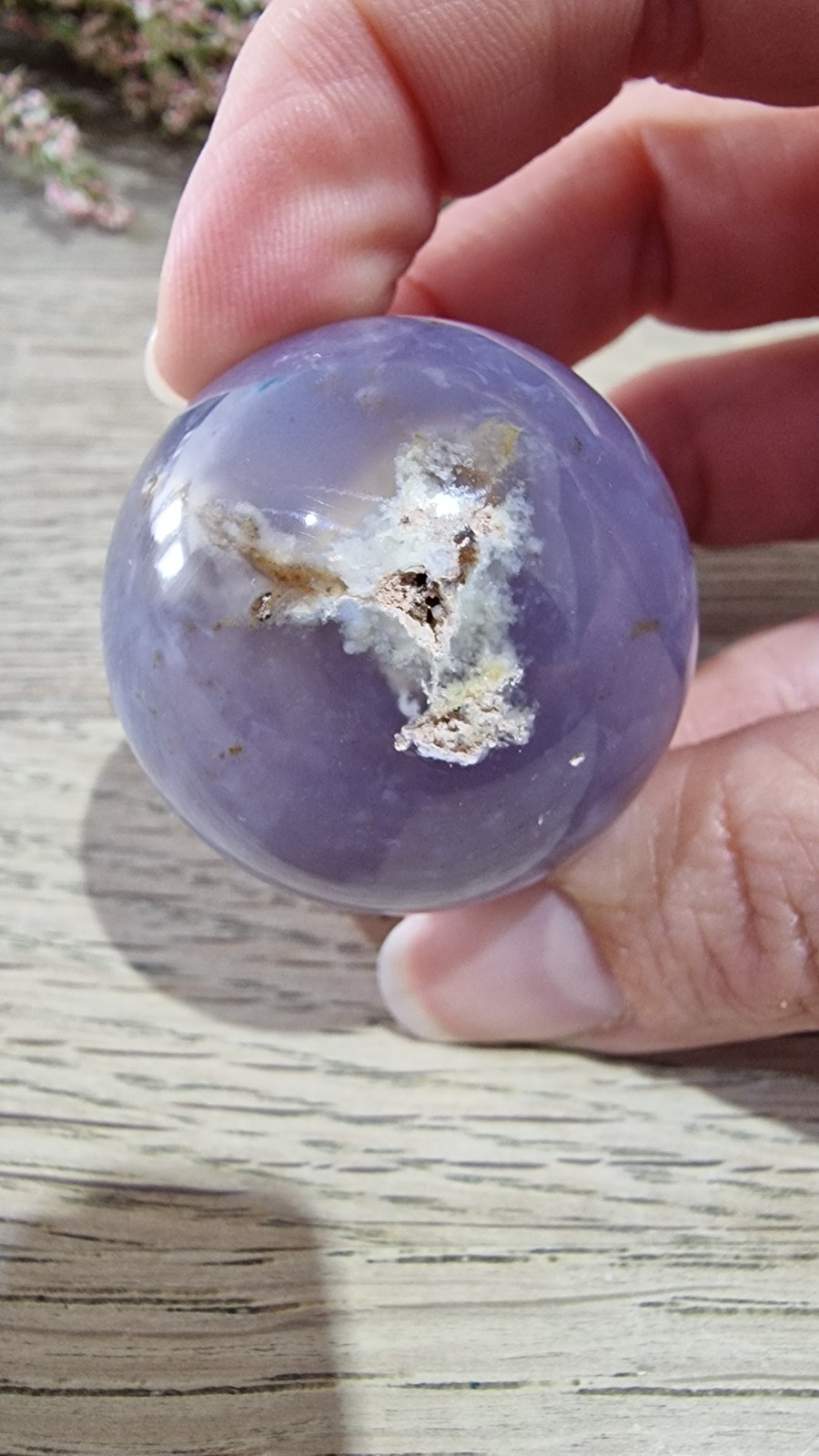 Blue Chalcedony Crystal Sphere 37mm 72g + Stand