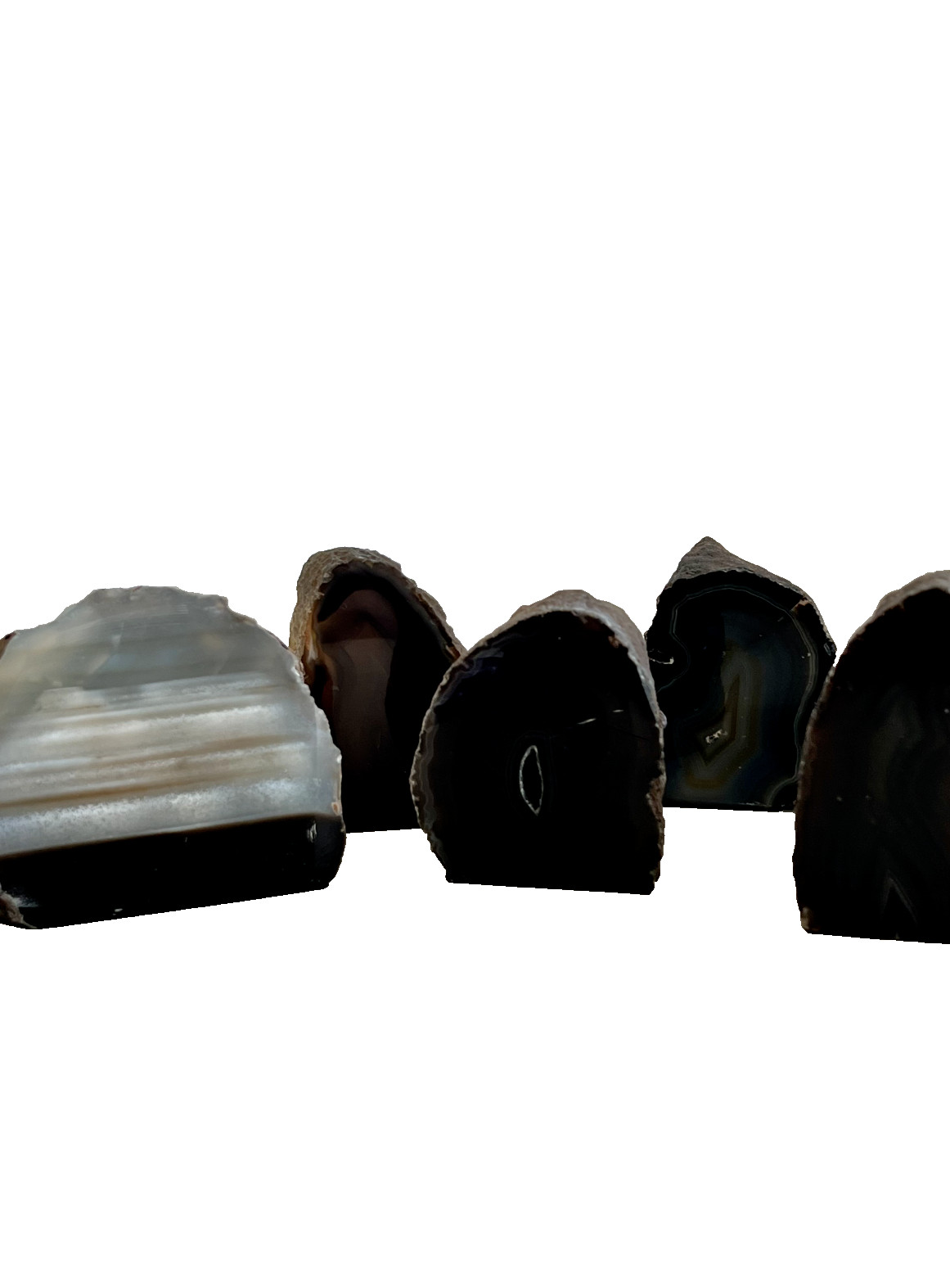 Natural Agate Cut Base – Black/Dark – approx. 3 inches tall