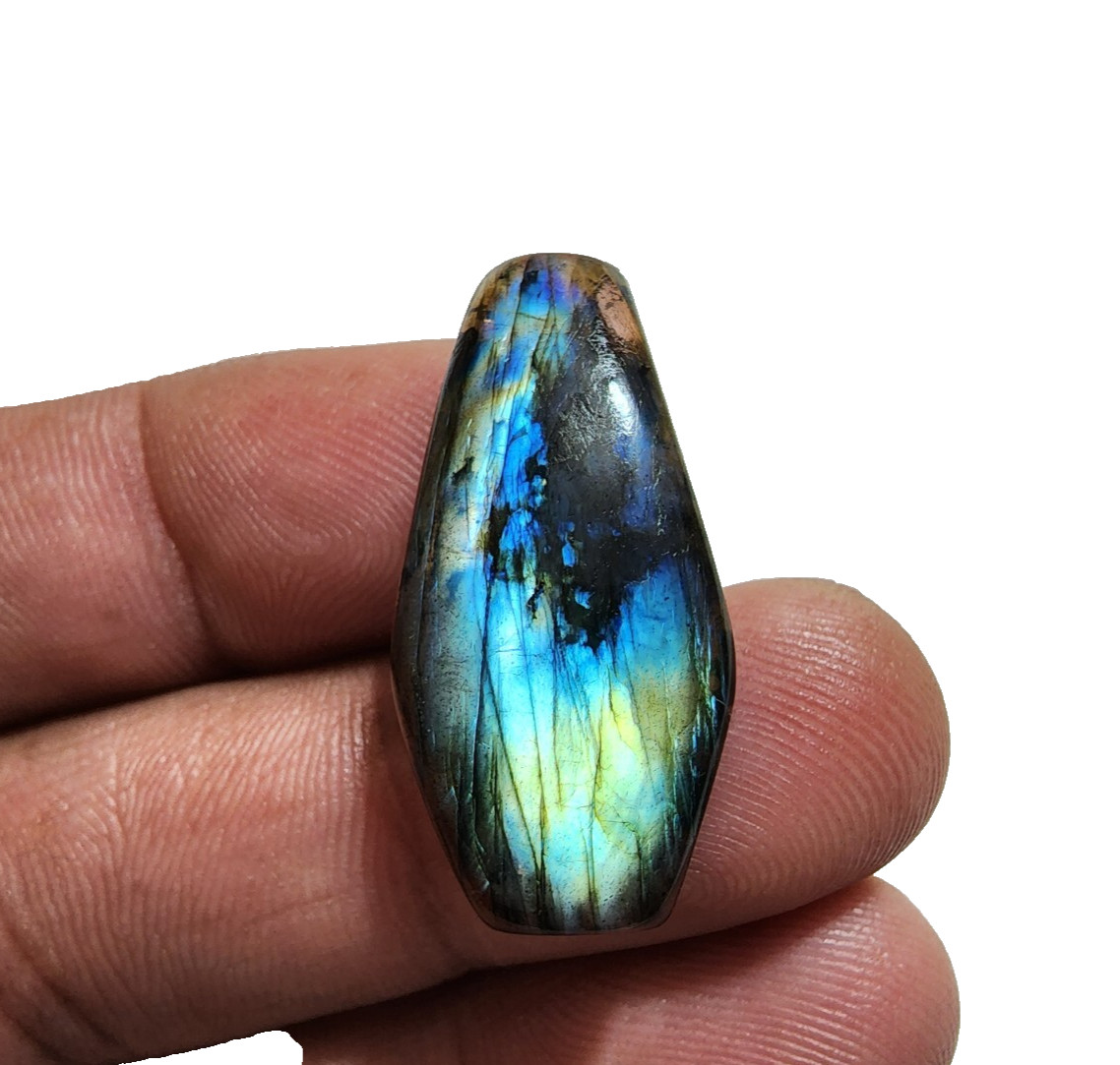 28 Crt Awesome A+ Labradorite Cabochon Coffin Shape Gemstone For Jewelry Making