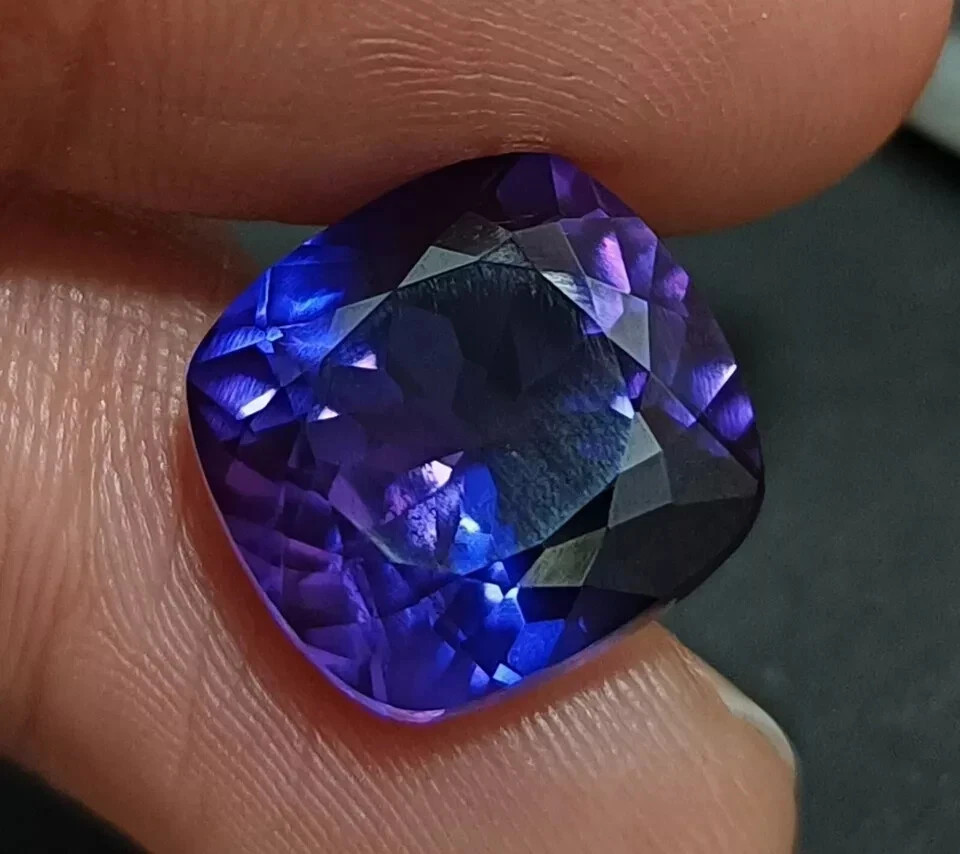 NATURAL Ceylon Bi-Color Boysenberry Sapphire Cushion Loose GEMSTONE 10.2 Ct+