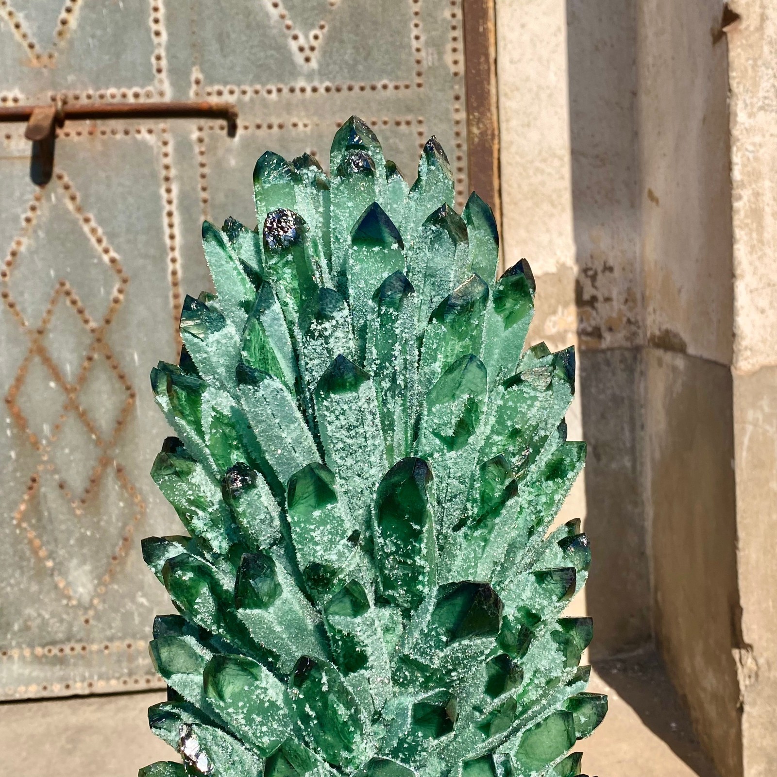 29LB New Find green Phantom Crystal Quartz Cluster Mineral Specimen Healing
