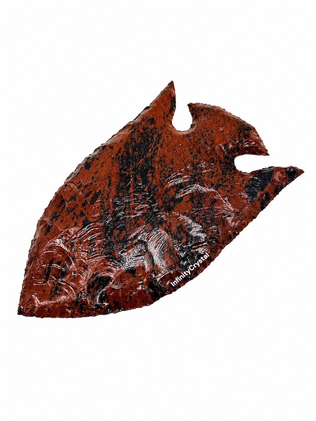 Mahogany Obsidian Fish Shaped Arrowhead Handcrafted Gemstone Tribal Decor Gift.