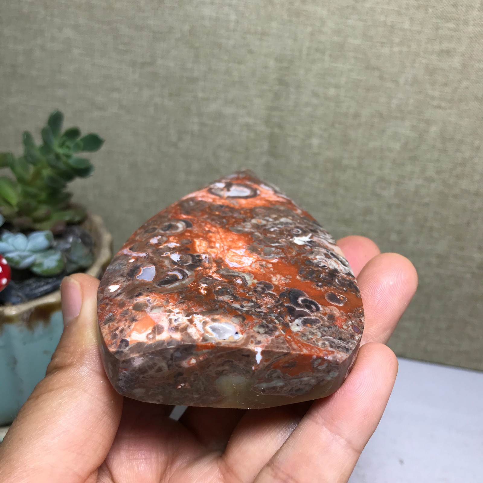 Natural Indonesian Bloodstone agate point leaf Crystal specimens 164g A5133