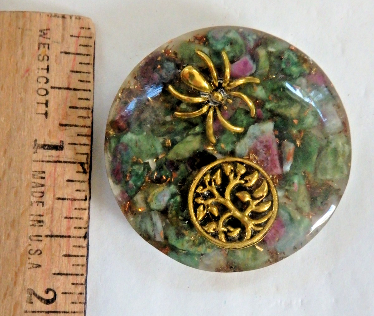Orgone 🖤✨Crystal Palm 20.8 grams Handmade Resin Piece spider & Tree of Life