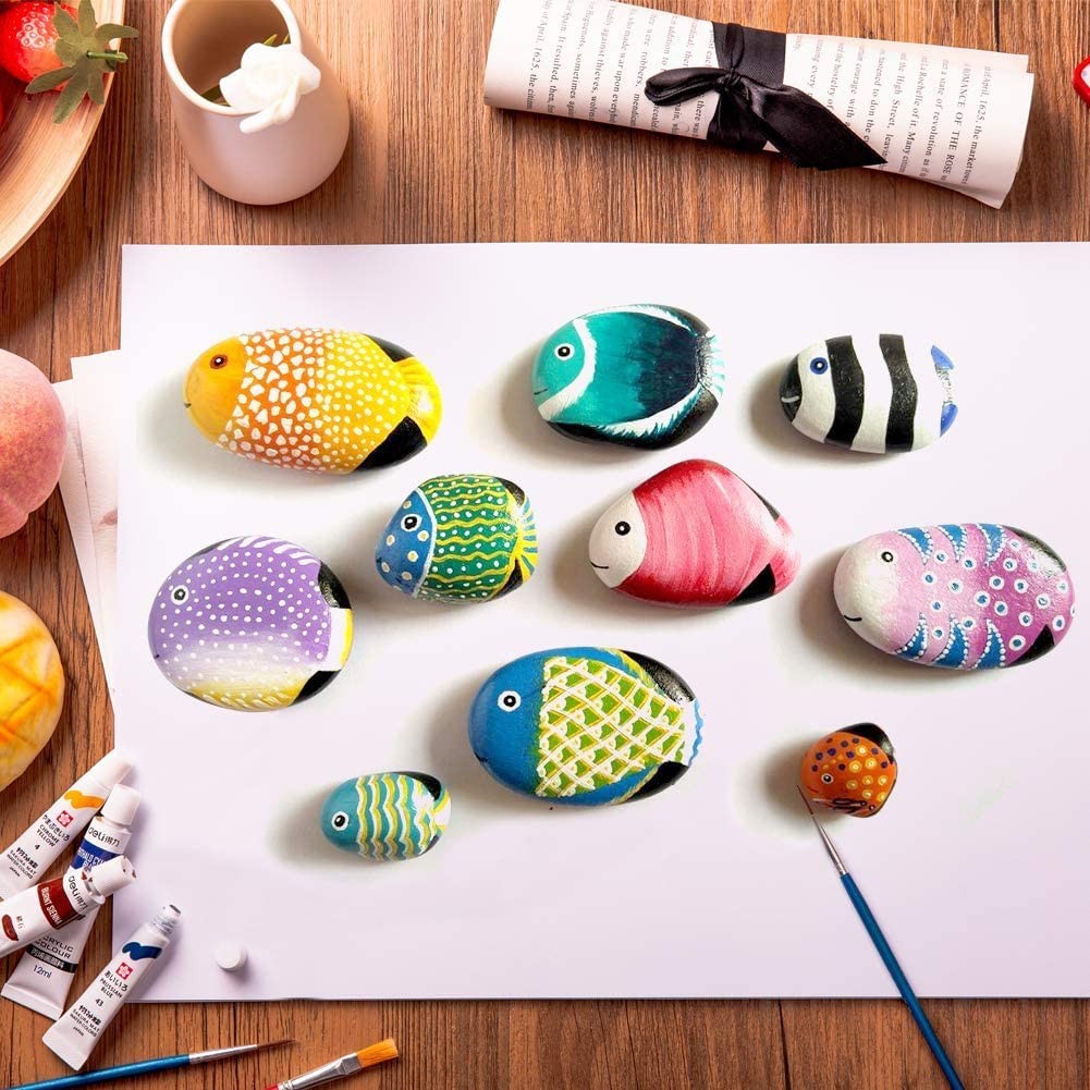 100 PCS Rocks Bulk for Painting Natural River DIY Rocks Flat & Smooth Kindnes