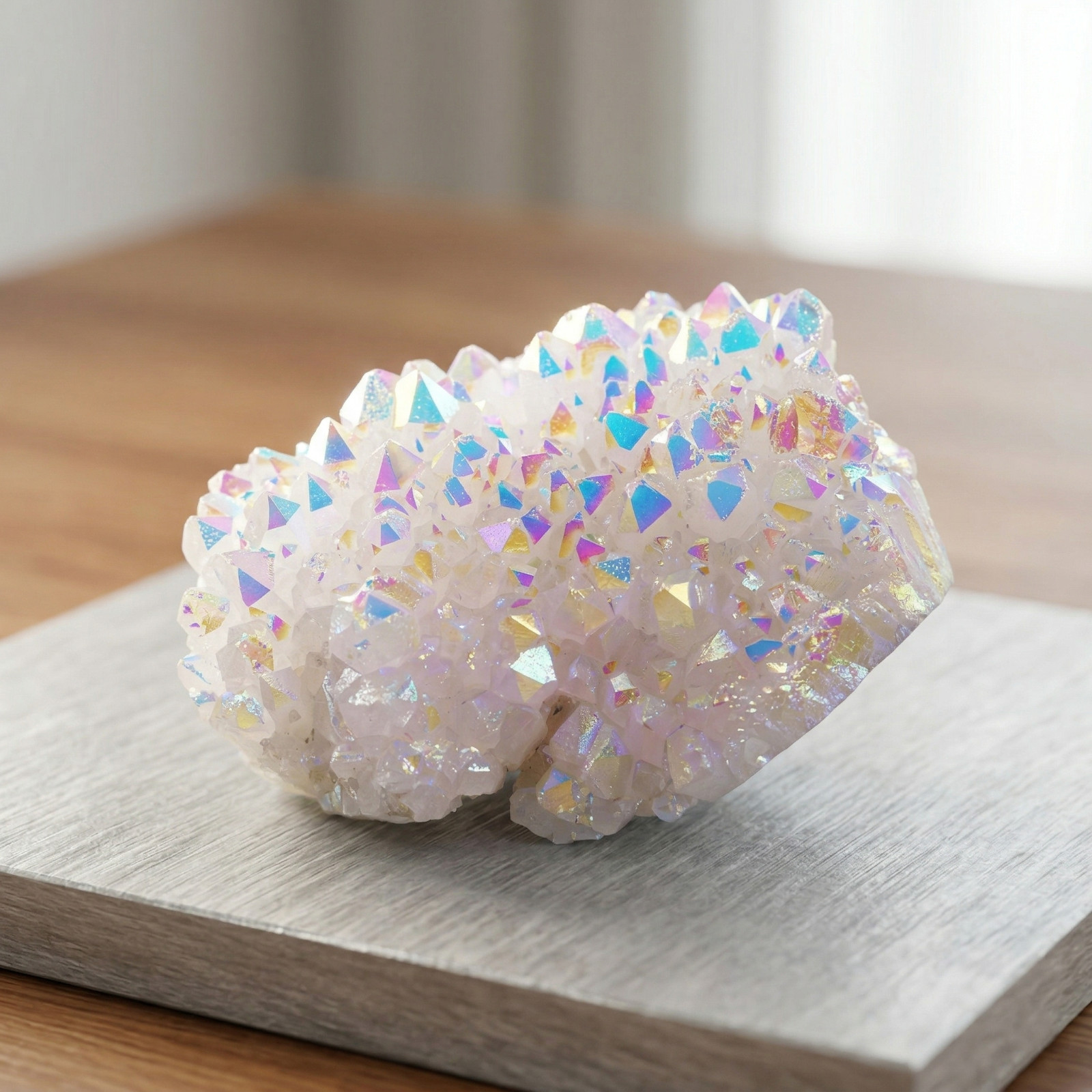 Natural Rainbow Quartz Cluster Raw Stone Angel Aura Crystal Specimen Decor