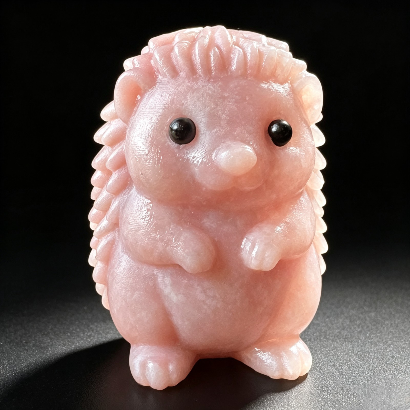 Natural Pink Opal Hedgehog Figurine Carved Stone Animal Home Desk Decor