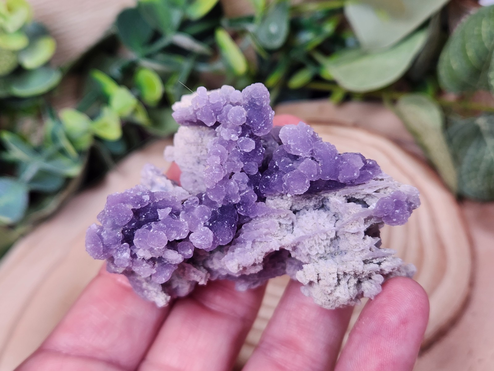 Grape Agate Crystal Cluster Indonesia Purple Botryoidal Druzy 66g 2.5″ Y6