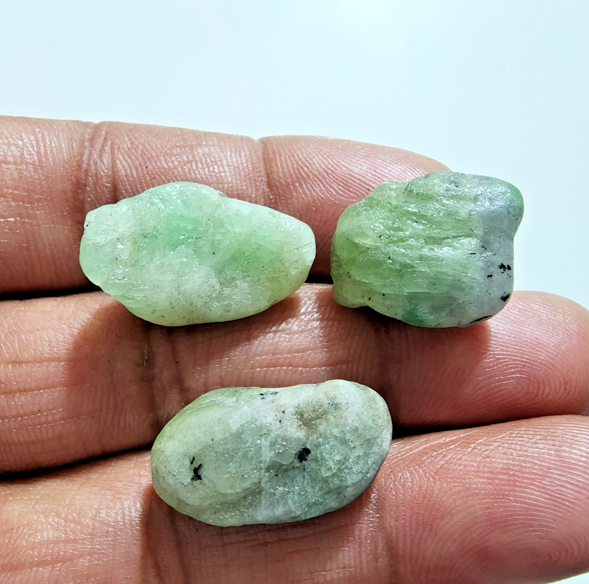 3 Pcs Top Tsavorite Garnet Rough 23-18mm Green Untreated Crystal Jewelry Making