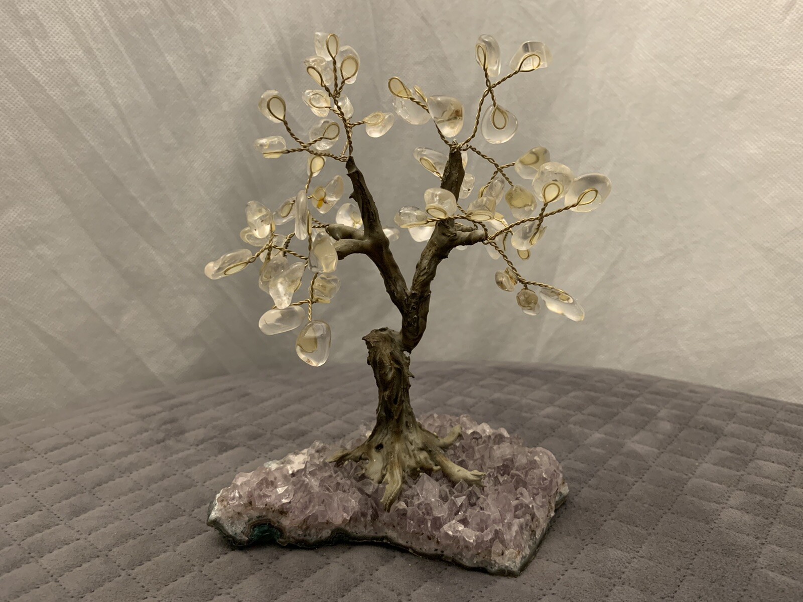 Money Tree on Amethyst Clear Gem Stones Gem Tree Lucky Home Decor Purple B4