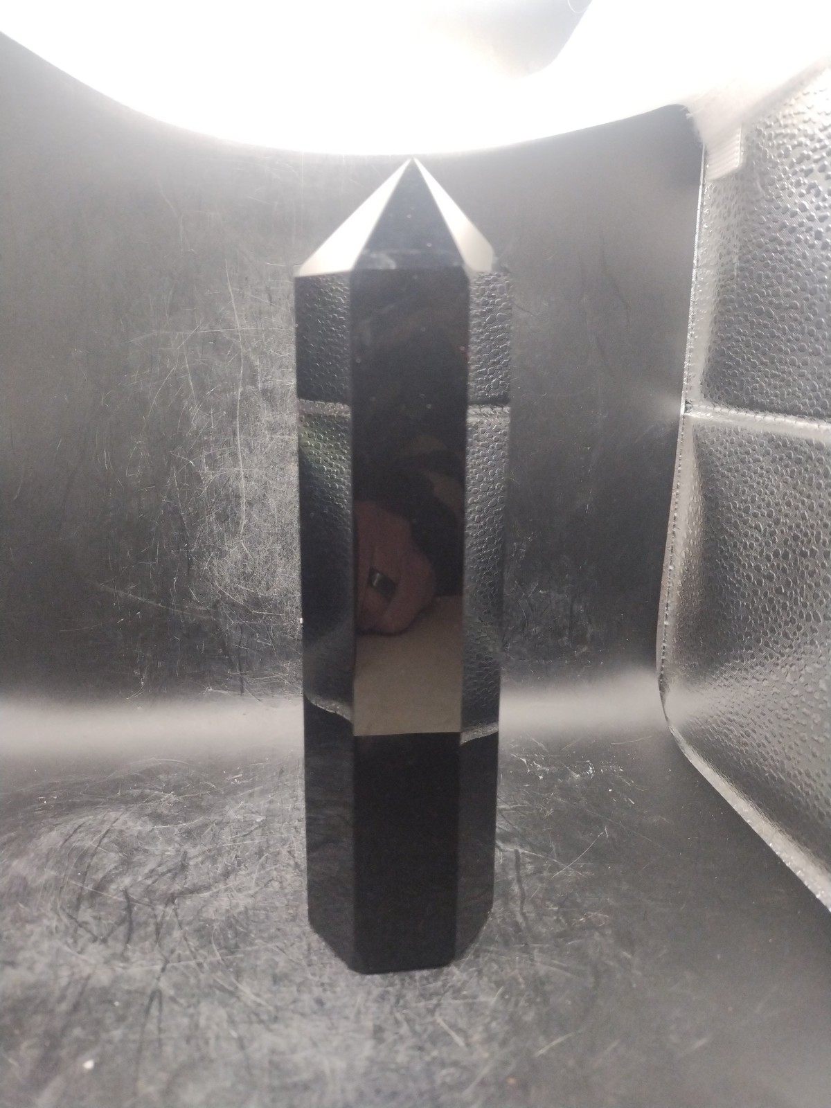 Large 7 chakra black obsidian tower! 7 inches tall, 1.2 pounds!