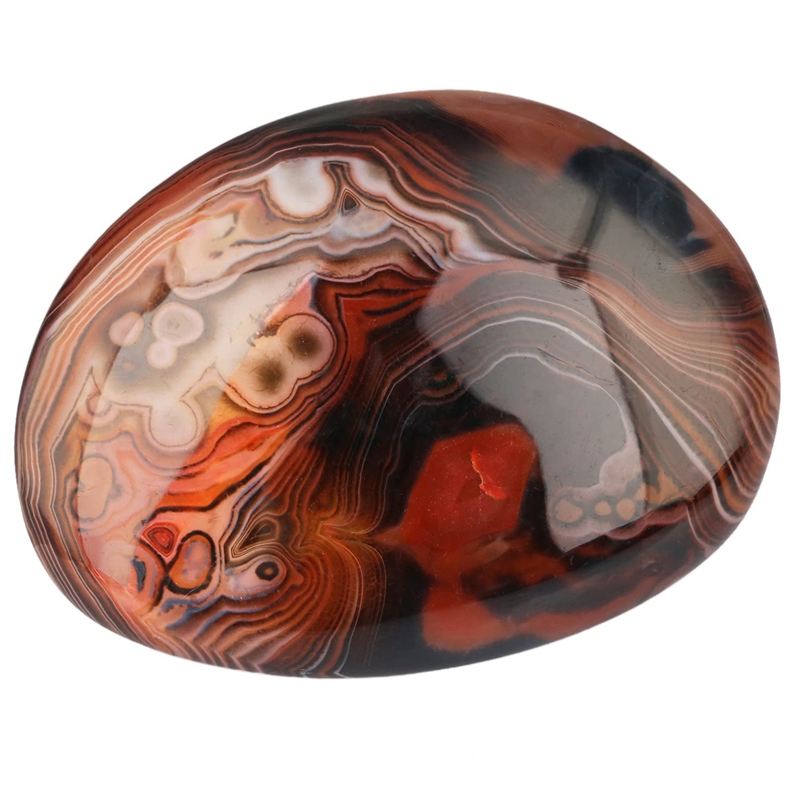 Irregular Polished Banded Agate Palm Worry Stones Healing Crystal with Bag