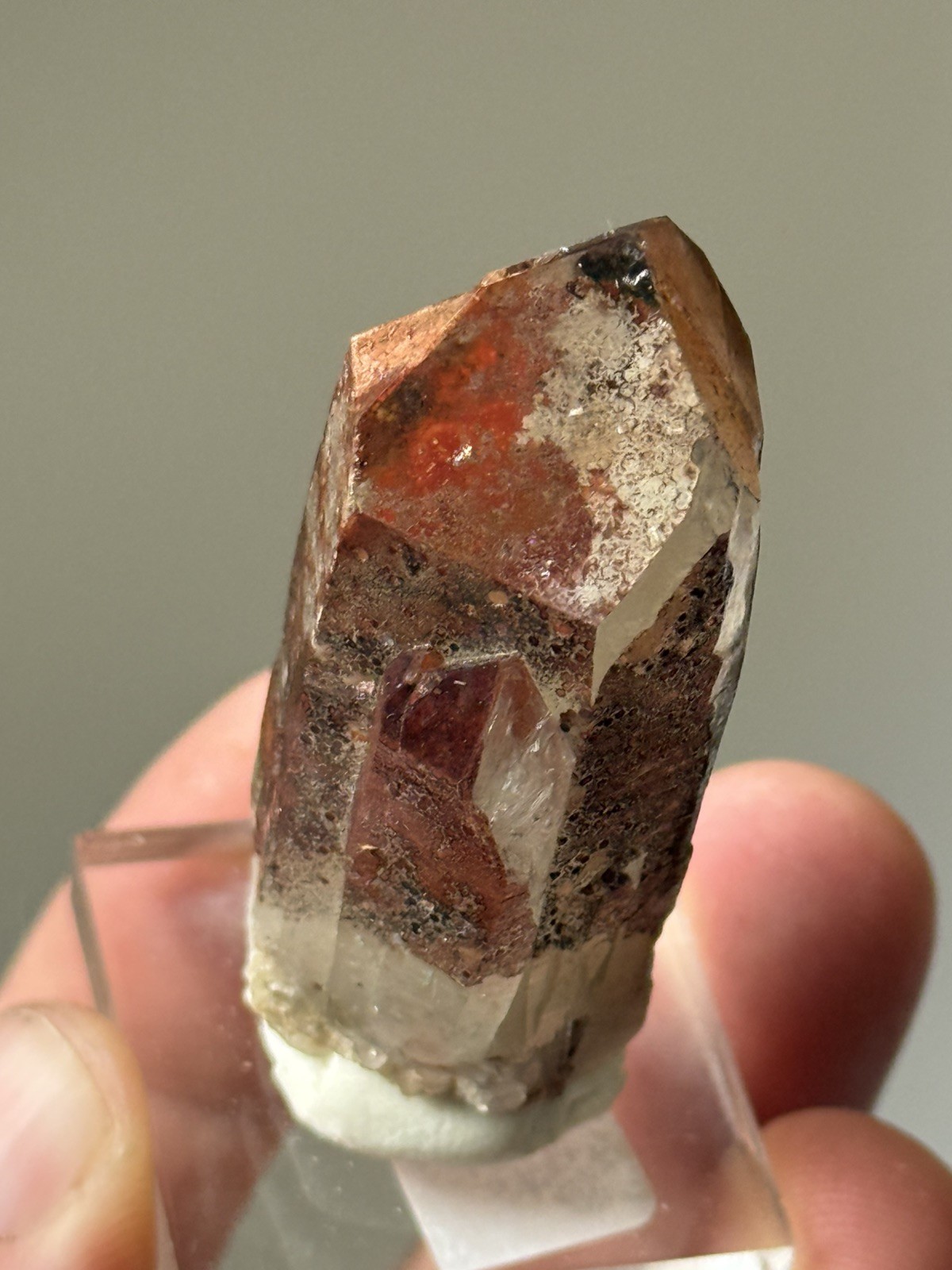 Quartz Crystal w/ Phantom & Hematite Red Feather, CO 5cm – 34.2g – ID20