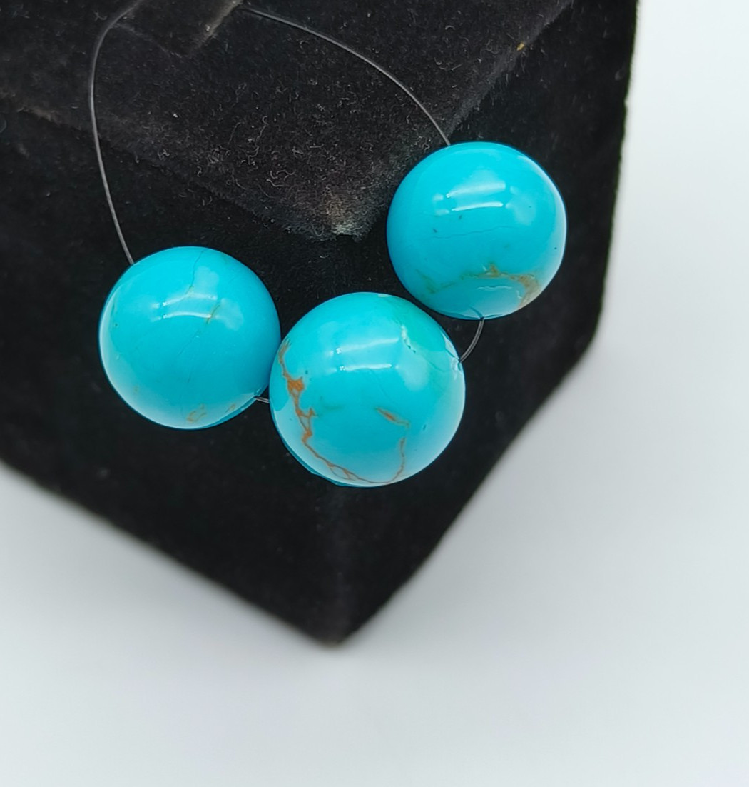 Natural Turquoise Round Smooth Beads New Arrival Gemstone For Making Jewelry