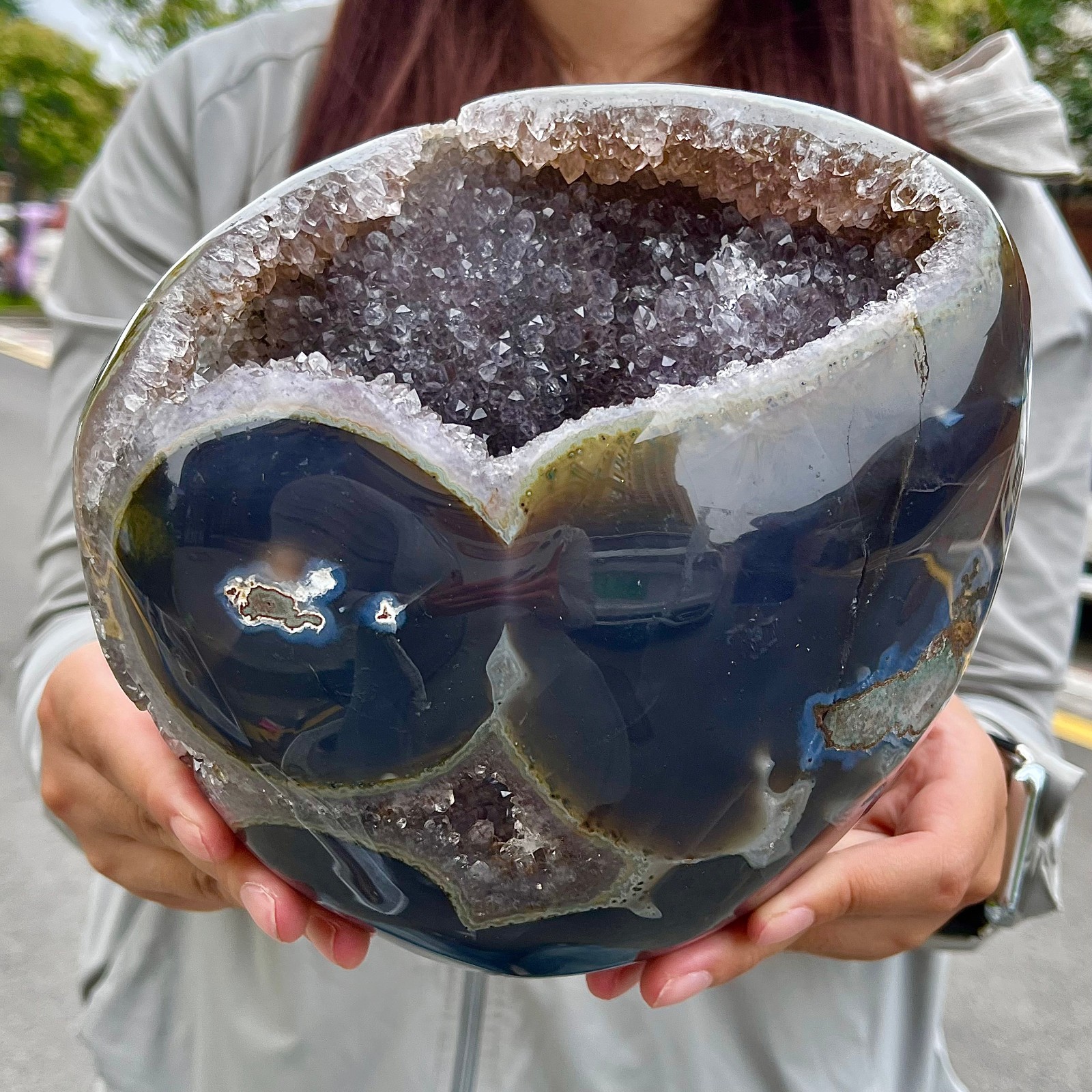 8.99LB High quality amethyst agate coin bags attract wealth crystal specimens