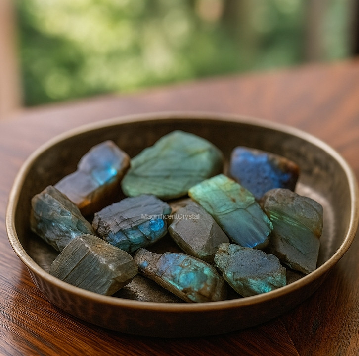 5PCS Rough Labradorite Chunk Raw Gemstone Mineral Specimens Art Healing Decor