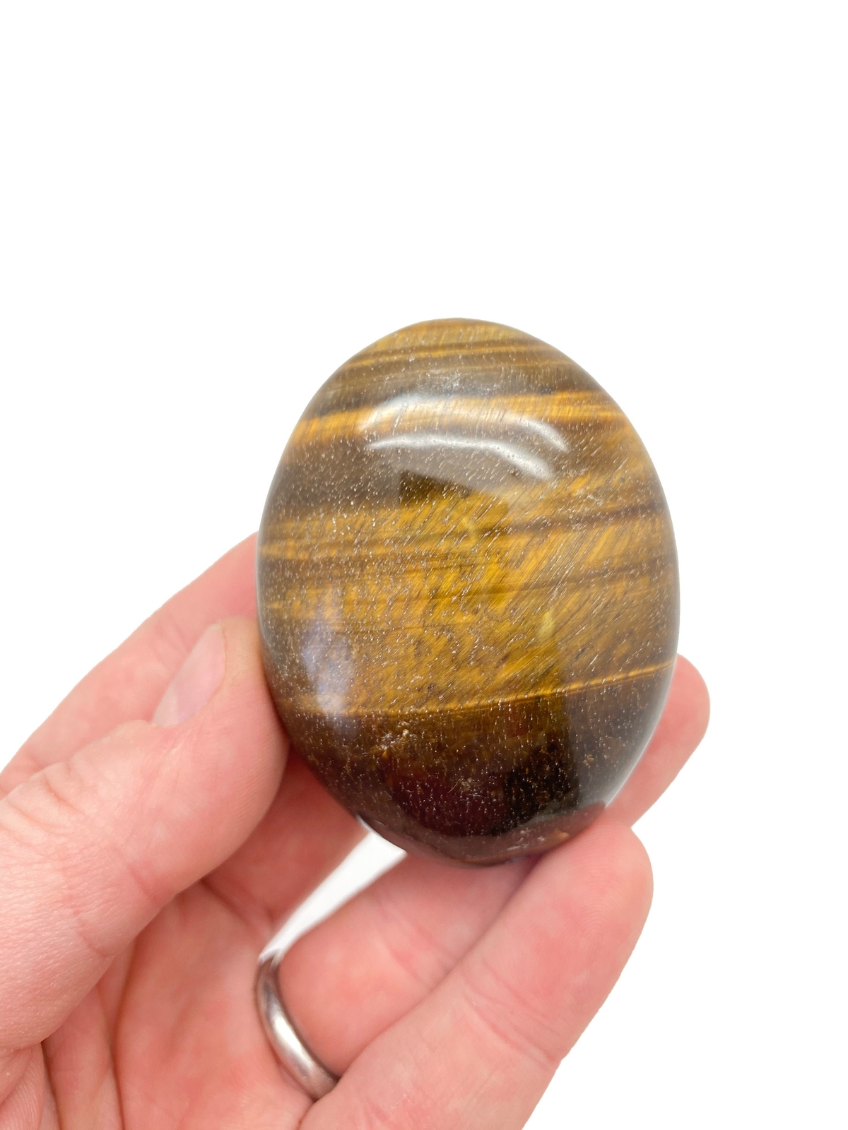 Tigers Eye Worry Stone – Natural Tigers Eye Palm Stone from South Africa