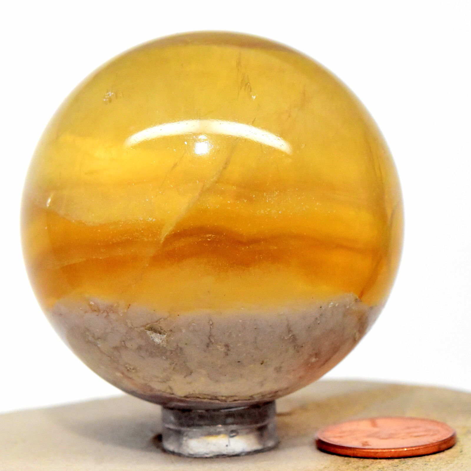 52mm Golden Fluorite Sphere Natural Crystal Fluorescent Mineral Gemstone – India