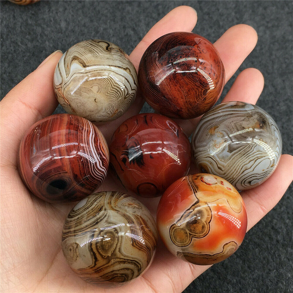2Pack Natural Silk agate ball Quartz Crystal Sphere Ball Reiki Healing Gemstone