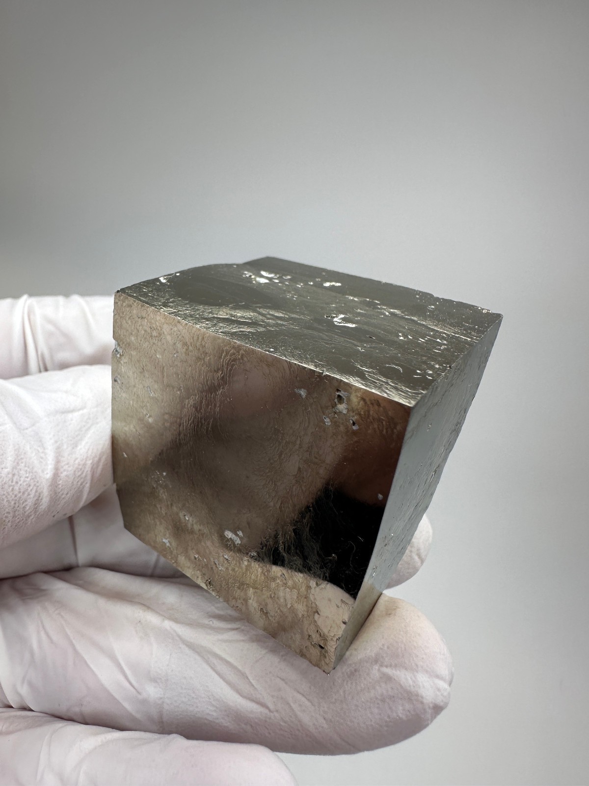 MIRROR SHINE__Beautiful Lusterous 1 1/2 ” Pyrite Cube__Navajun Mine, Spain