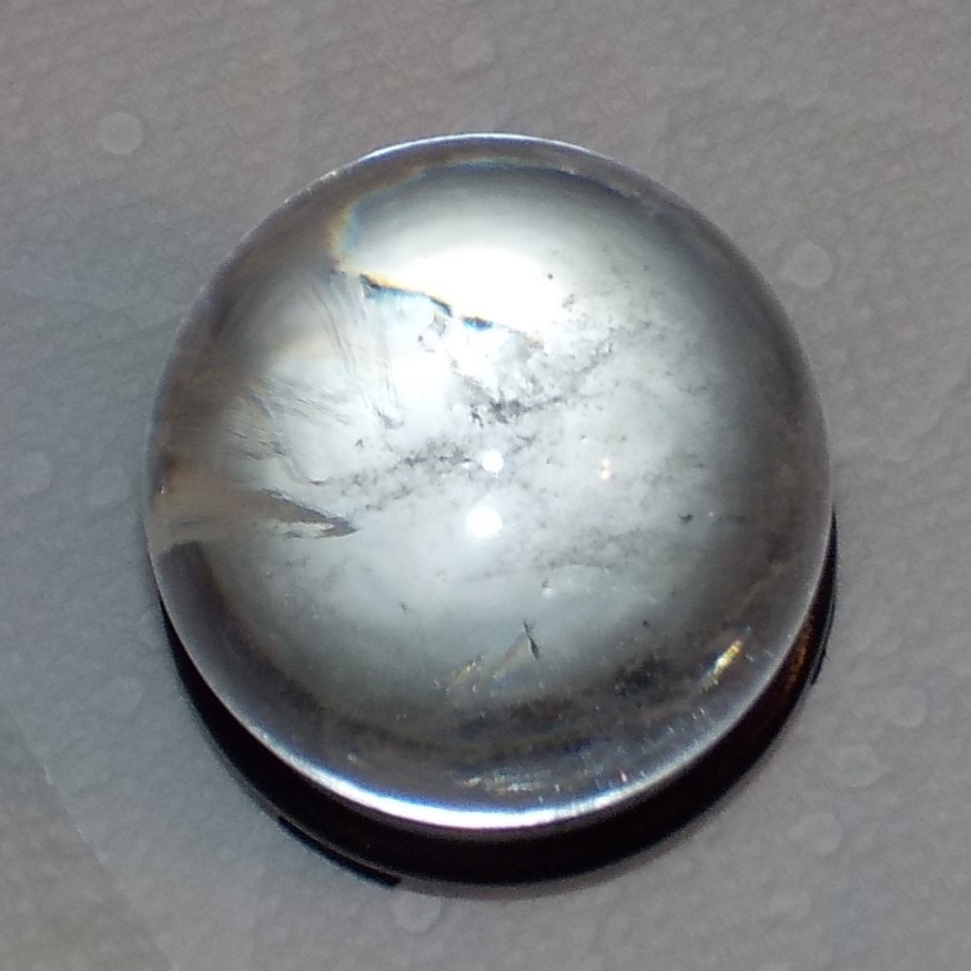 Natural Quartz Crystal Ball Sphere 40mm 90gms Black Wood Stand Pool of Light