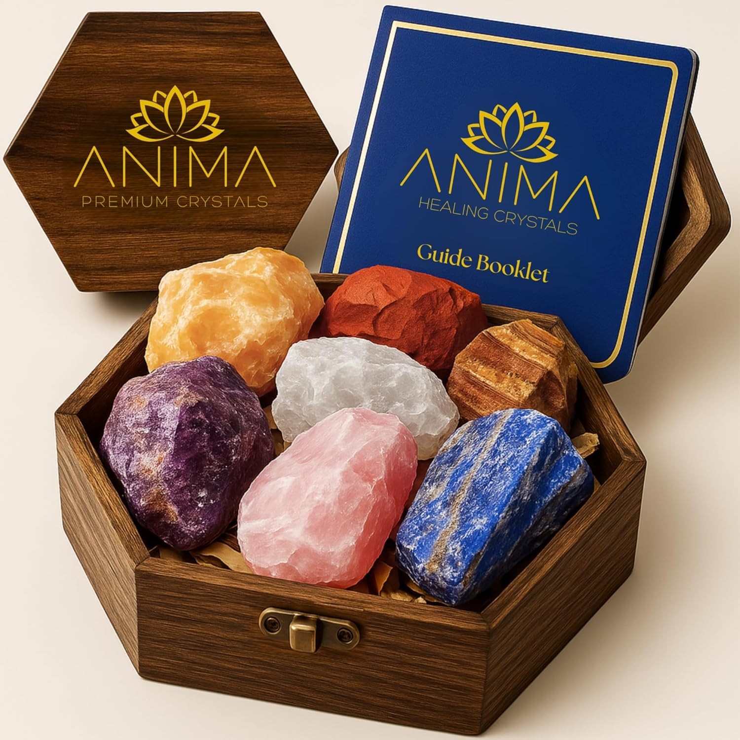 Anima Premium 7 Chakra Healing Crystals Set for Energy Alignment – Large Raw Ame