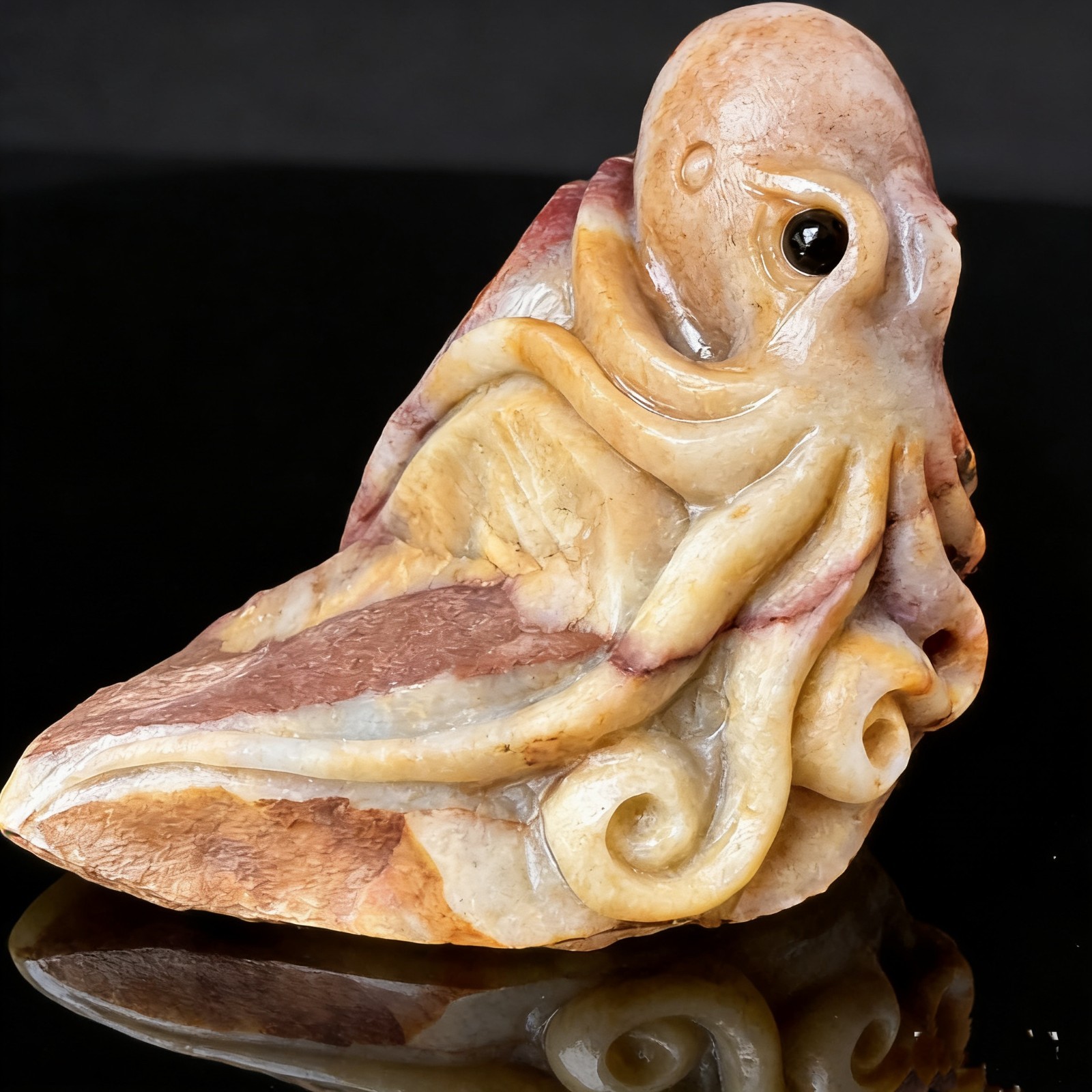 Hand-Carved Amazonite Octopus Sculpture, Natural Crystal Decor for Collectors