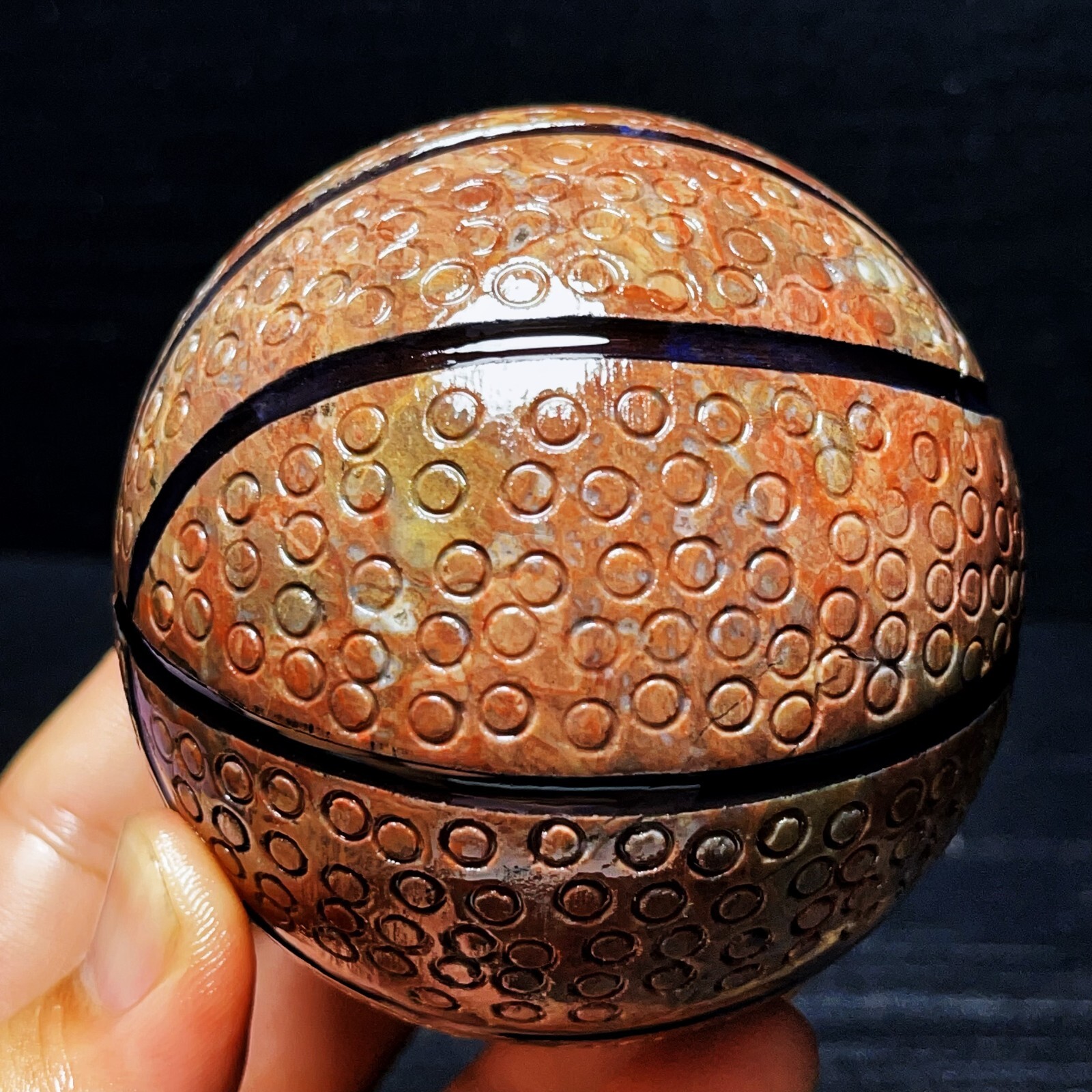 TOP 715G Natural Polished Basketball Agate Sphere Crystal Ball Healing L2314