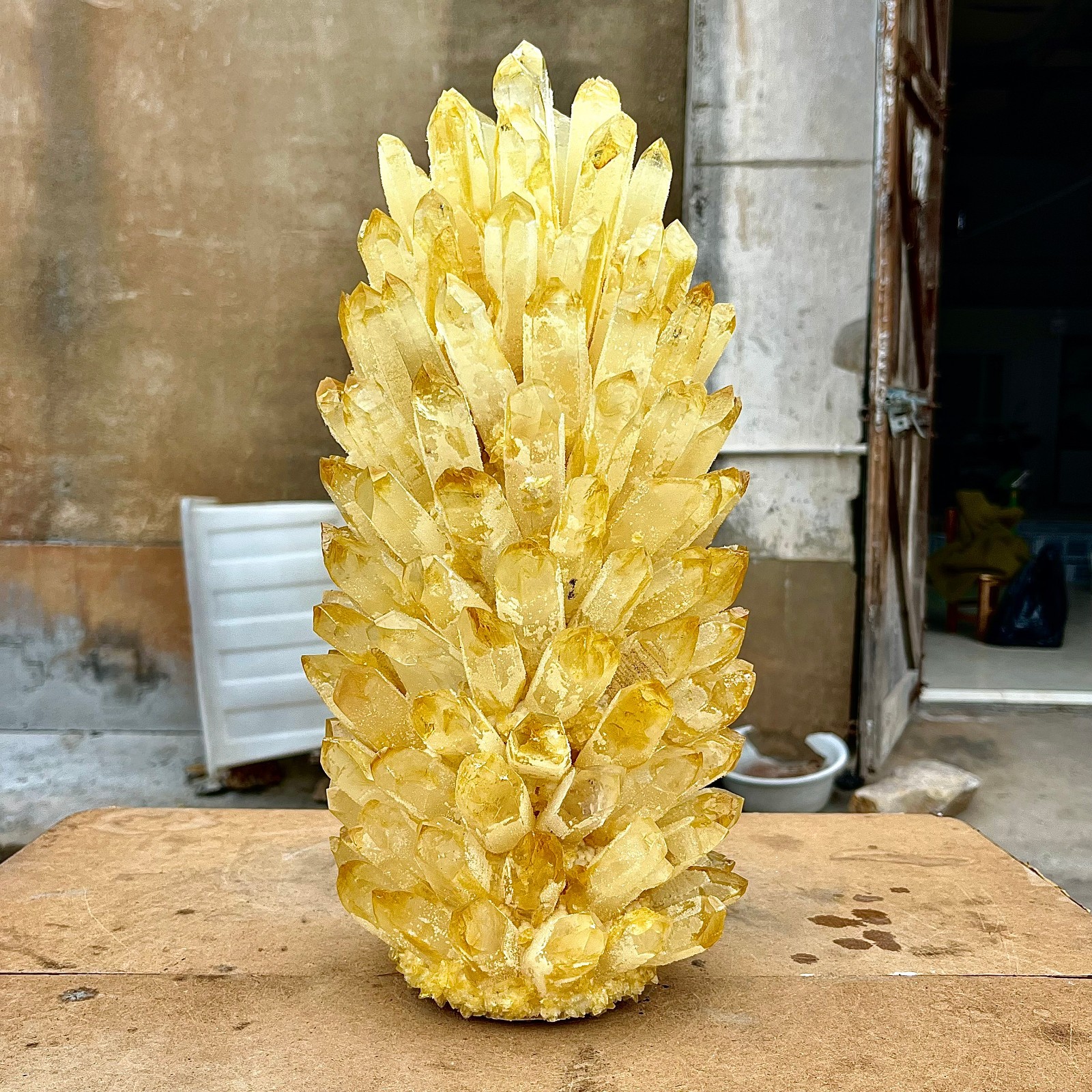 26.75LB Yellow Ghost Phantom Crystal Cluster Flower Raw Crystal Heal Quartz Deco