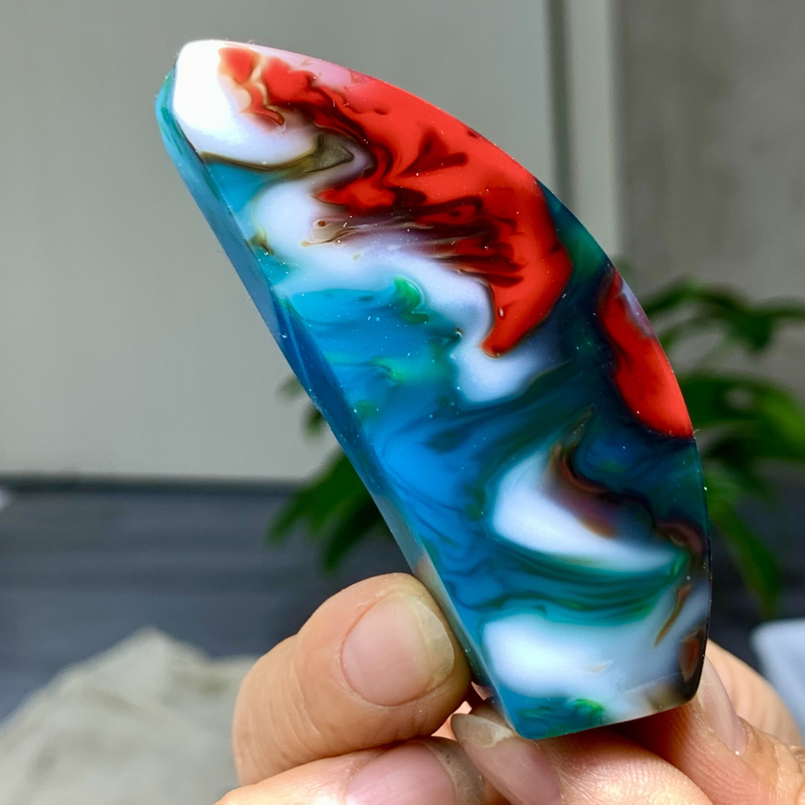 80G Natural NanHong Agate block multicolored Pattern Cabochon mineral Crystal