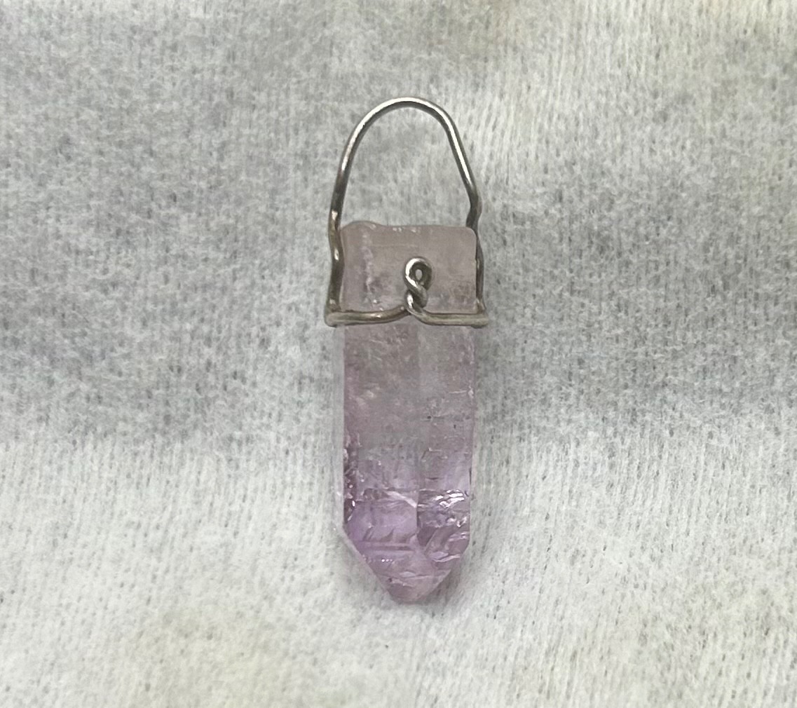 Sterling Silver Amethyst Point Raw Crystal Purple Quartz Crystal in
