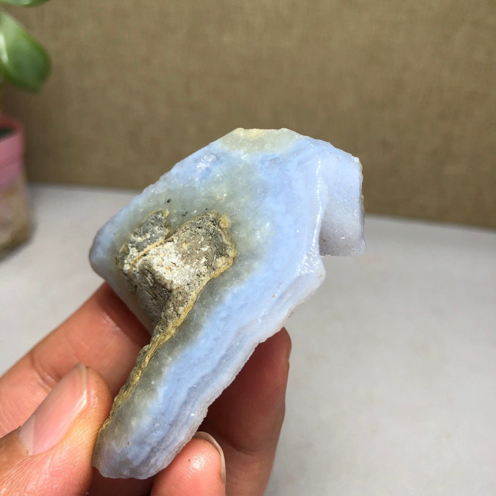 62-31-20mm Natural Blue chalcedony Crystal gemstone Rough Mineral Specimen A2162