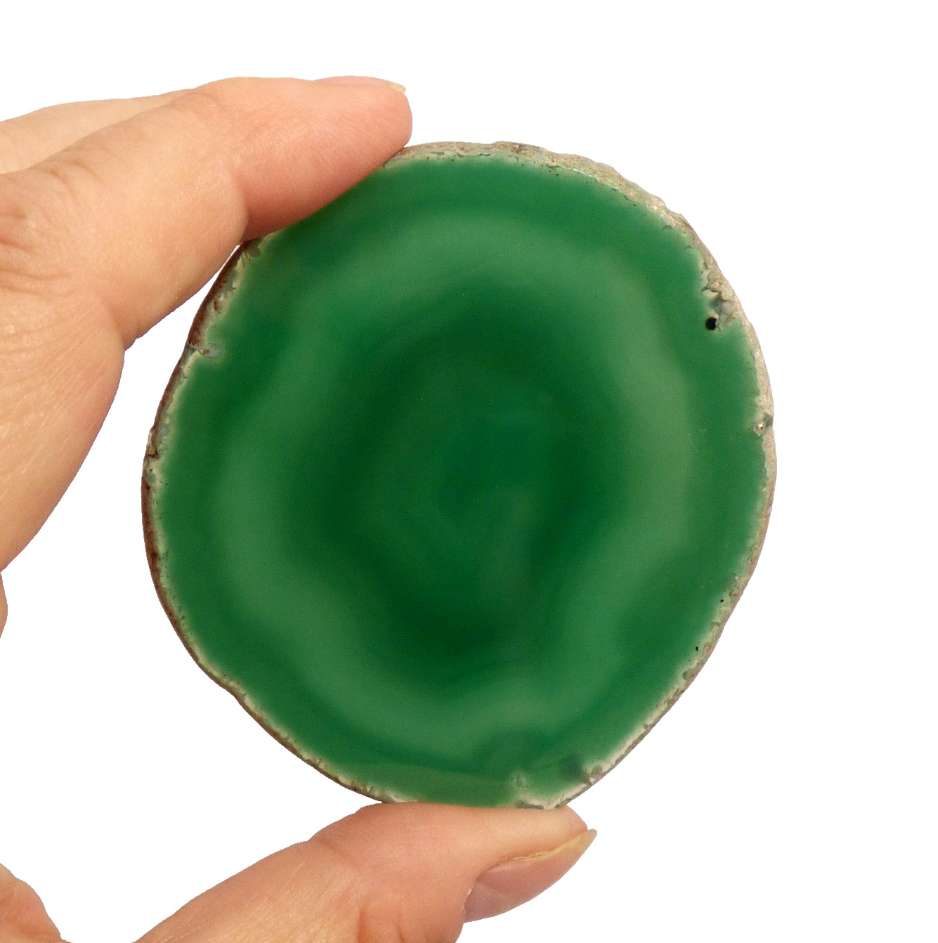 Banded Green Agate Geode Slice 7cm x 6.5cm Polished Brazil