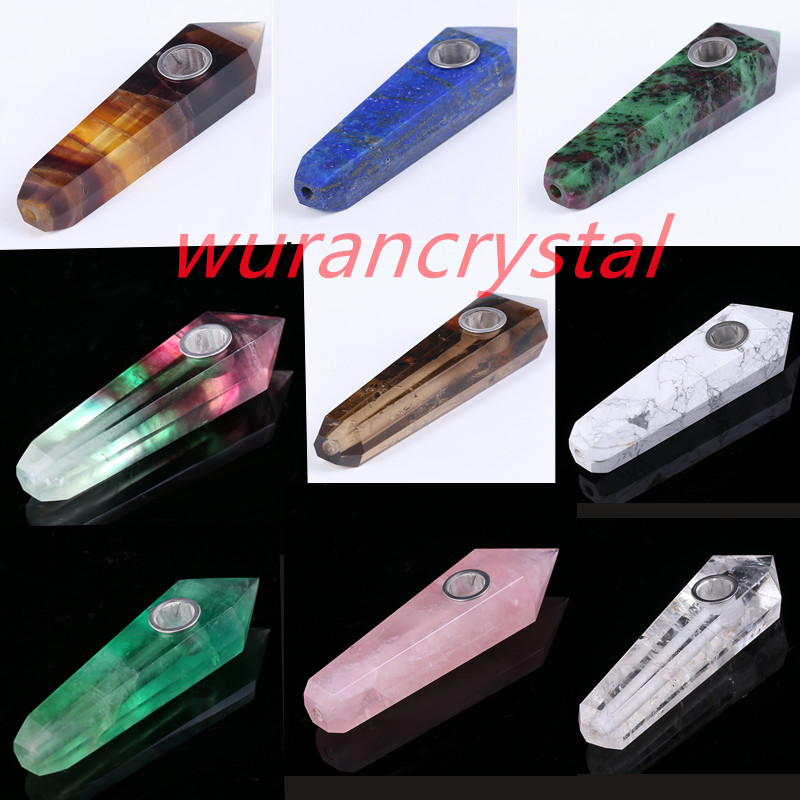 Natural Quartz Crystal Smoking Pipe Obelisk Point Rock Wand Reiki Healing Stone